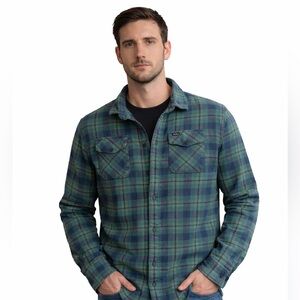 Men's RVCA Large Green Plaid Shirt